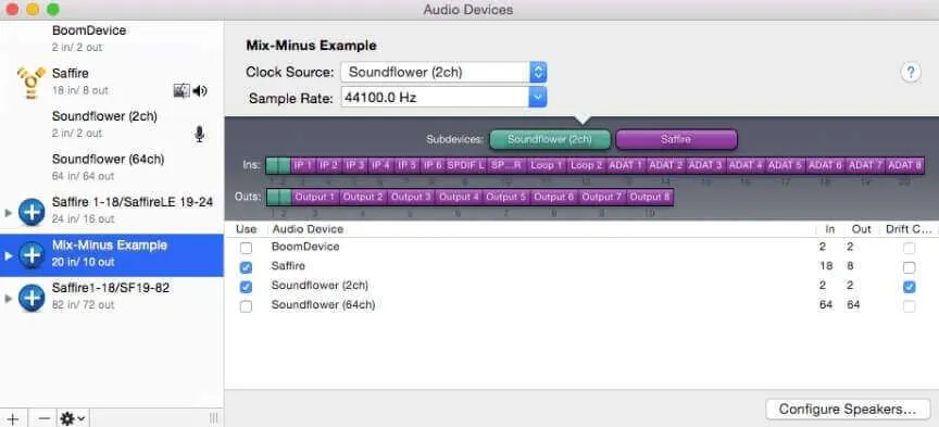 Soundflower setup in aggregate device