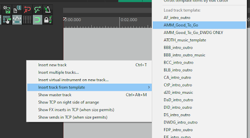 Track setup in Reaper for editing