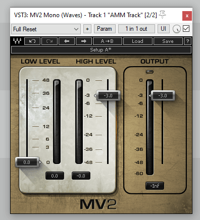 MV2 Mono compressor settings